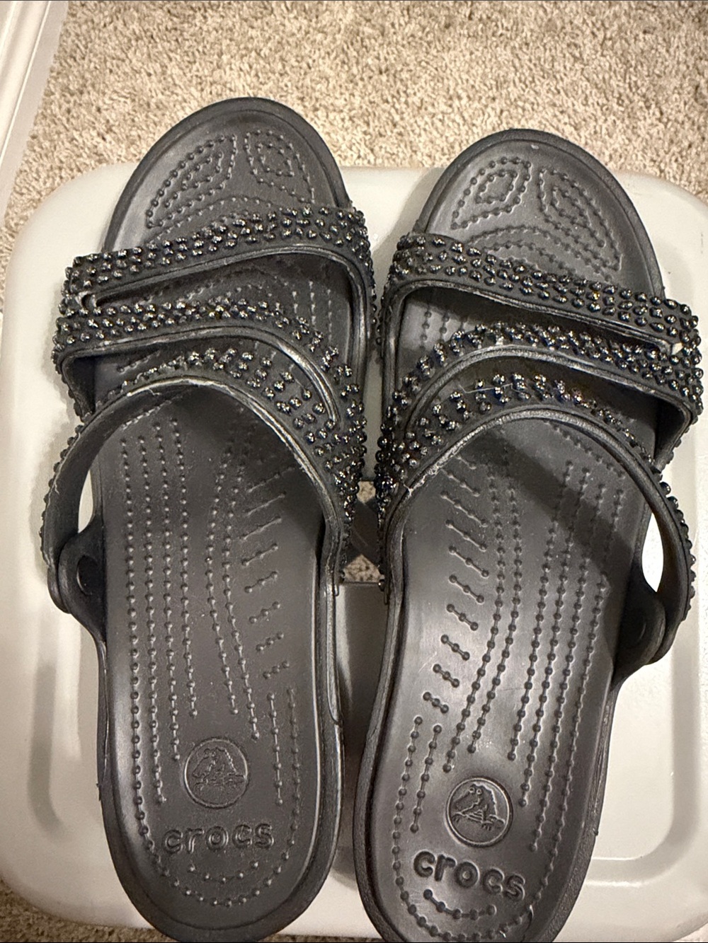 CROCS Women’s Black Jeweled Slide Sandals